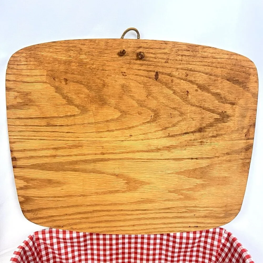 Longaberger Large Picnic Basket Red Gingham Liner Wood Lid USA 1996 Vintage